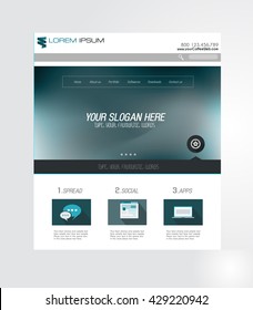 Minimal Website Home Page Design with Slider background and space for text in header and footer.