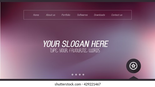 Minimal Website Home Page Design with Slider background and space for text in header and footer.