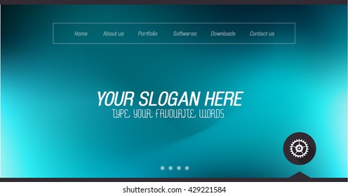 Diseño mínimo de página principal del sitio web con fondo deslizante y espacio para texto en encabezado y pie de página.