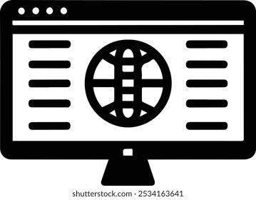 "Minimal Website Silhouette Vector - Modern Web Design Icon"
