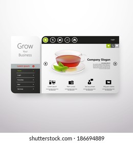 Minimal Website Template with photorealistic tea cup and mint.