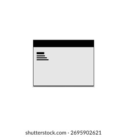 Mínima ilustração de maquete de janela do navegador qua. Layout simples da interface do usuário com barra superior e área em branco, isolado no fundo branco.