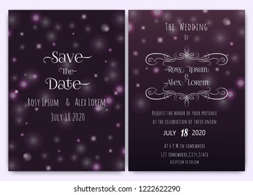 Minimal wedding with decorative  glitter particles. 