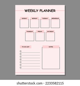 Minimal weekly planner template vector
