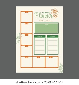 minimal weekly planner template vector