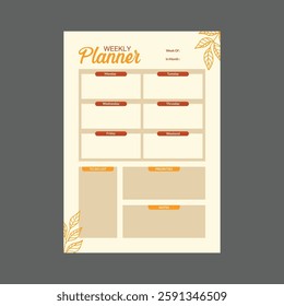 minimal weekly planner template vector