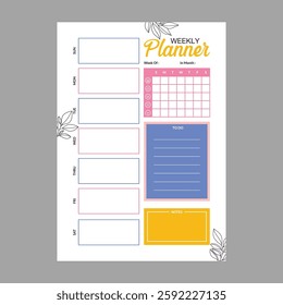 Minimal weekly planner template vector