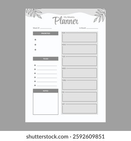 Minimal weekly planner template vector