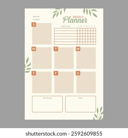 Minimal weekly planner template vector