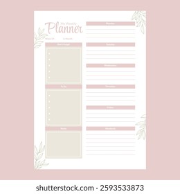 Minimal weekly planner template vector