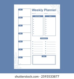 Minimal weekly planner template vector