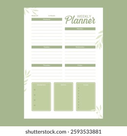 Minimal weekly planner template vector