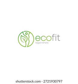 Minimal Wellness Logo with Human Figure and Leaf Symbol
