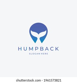 Logotipo mínimo de cola de ballena Diseño de imagen vectorial creativa de orca de joroba en océano de aguas profundas