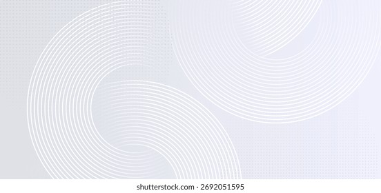 Minimal white abstract background with circular line patterns and soft gradient texture, suitable for modern presentations, banners, or technology design themes.

