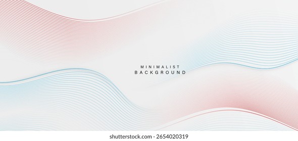 Minimal white abstract background with curved blue and red lines.