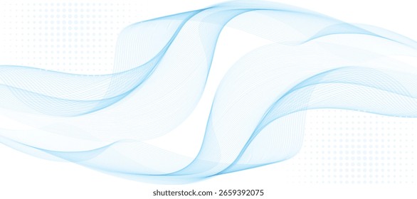 Fondo abstracto blanco mínimo con líneas azules curvas. Moderno patrón de líneas curvas azules brillantes. Concepto de tecnología futurista.