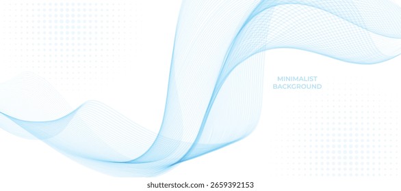Minimaler weißer abstrakter Hintergrund mit gekrümmten blauen Linien. Moderne glänzende blaue gebogene Linien Muster. Futuristisches Technologiekonzept.