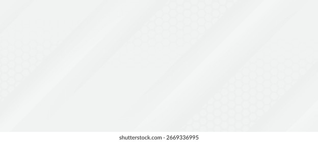 Minimal white abstract background with diagonal shapes and subtle hexagon pattern. Clean, modern, and elegant design perfect for business, technology, and corporate templates.