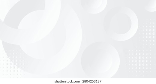 Minimal white abstract background featuring soft overlapping circles and subtle dotted texture, ideal for modern web headers, presentations, banners, corporate templates and clean graphic design layouts.