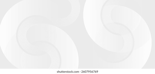 Minimal White Abstract Background with Overlapping Circular Shapes. Modern circle lines pattern. Minimal geometric design.