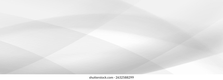 Minimal white abstract background with smooth light waves and transparent diagonal shapes