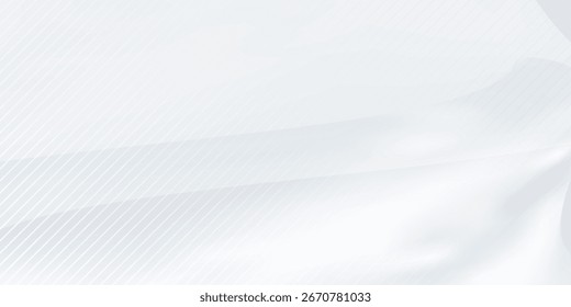 Minimal white abstract background with smooth gradient waves and subtle lines. vector EPS 10