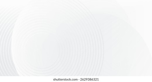Minimal white abstract background with subtle circular lines and smooth gradients. Ideal for business, tech, and clean design concepts.