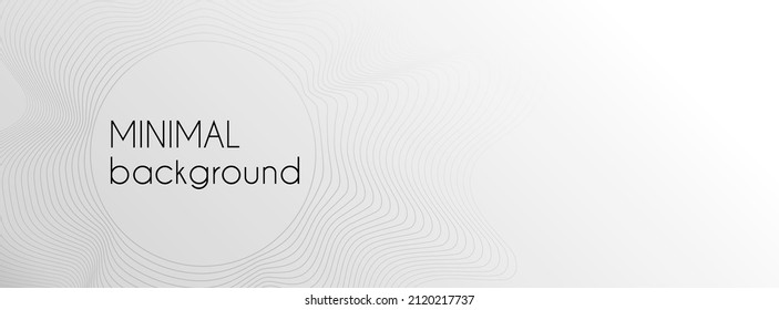 Minimal white abstract background. Vector long banner with wavy lines and place for text. Social media cover template