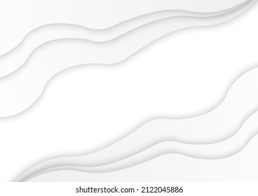 Minimal white background. Abstract paper cut style. Curve form art layer. Vector illustrator graphic.