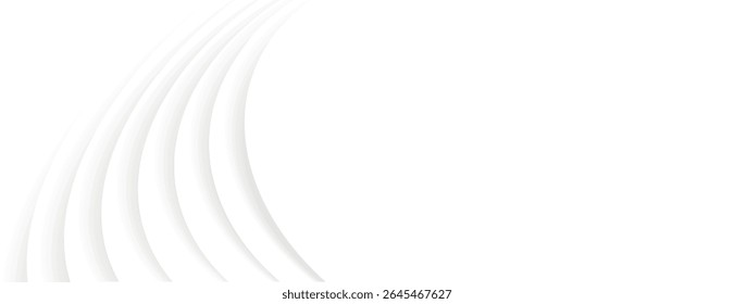 Minimal white background with subtle curved lines. The white background creates a clean, modern look. Smooth texture enhances the background. Abstract minimal curved layered texture background vector
