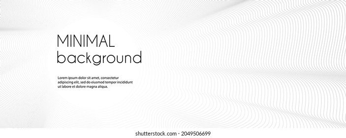 Minimal white banner with wavy lines. Abstract long trendy vector background for social media cover, web header design with copy space for text