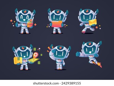 minimal white dark green modern robot mascot character with ear delivery object package mail folder map	