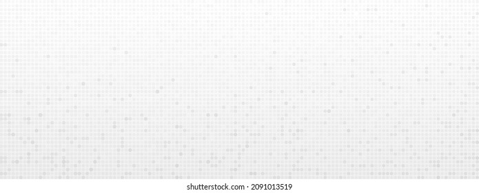 Minimal white dotted trendy background. Vector abstract long textured banner, header for social media cover, flyer template