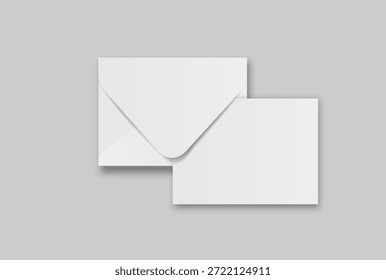 Minimal white envelope and paper mockup set on neutral background, clean stationery composition for corporate branding, business correspondence, invitation layout, print presentation
