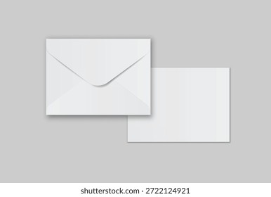 Envelope branco mínimo e maquete de papel definido em fundo neutro, composição de papel de carta limpa para marca corporativa, correspondência de negócios, layout de convite, apresentação de impressão