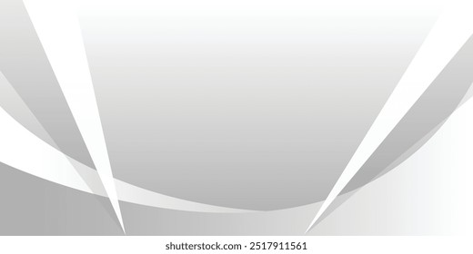 Fondo abstracto blanco y gris mínimo con curvas dinámicas. Ilustración vectorial
