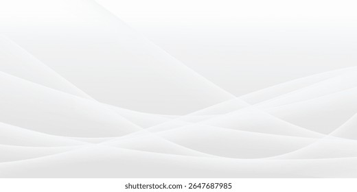 Minimal white and grey abstract background with dynamic curves. Vector
