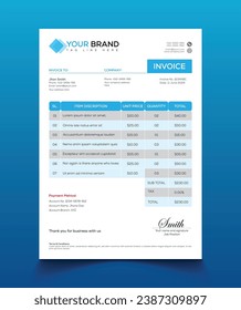 minimal white invoice template vector design