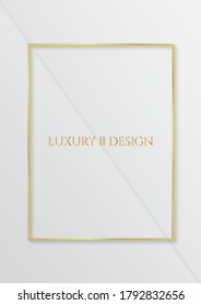 Minimal white overlap background frame luxury gold with space for content. vector illustration.