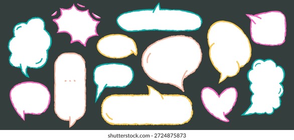 Papel blanco mínimo cortó las burbujas del discurso en el fondo negro. Las fronteras irregulares añaden un efecto artístico. Ideal para Elementos de comunicación y proyectos visuales creativos.