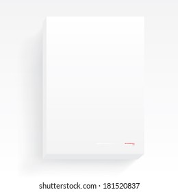 Minimal white picture frame on white wall. 