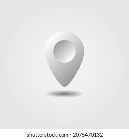 Minimal white pin map place location icon set with shadows, Vector illustration.