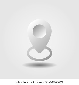 Minimal white pin map place location icon set with shadows, Vector illustration.