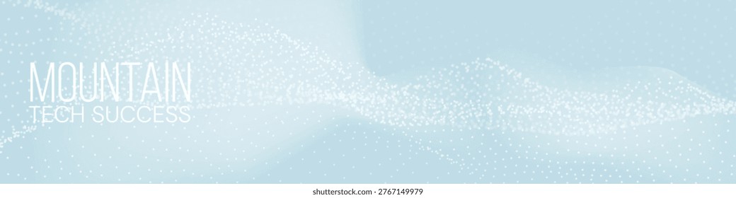 Minimal white scene with tech success mountain and glowing dot accents