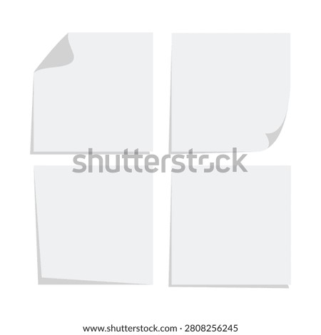 Minimal white square paper sticker collection featuring blank sticky notes, curled paper corners, adhesive labels, memo sheets, and realistic paper mockups. Perfect for branding presentations, office stationery, planners, scrapbooking, packaging, UI design, web design, social media, posters, and printable template projects.