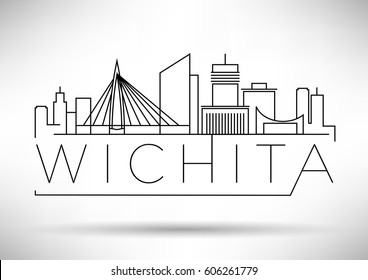 Minimal Wichita Linear City Skyline with Typographic Design