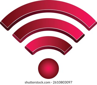 Minimal Wi-Fi Signal Logo in Vector Format with Smooth Red Gradient, Clean Lines, and Circular Outline on White Background