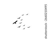 Minimal wildlife vector art showing birds in smooth synchronized flight