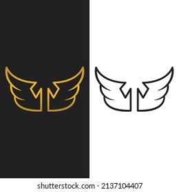 minimal wing logo design. Golden shapes and abstract symbols design concepts. Vector design icon logo template 